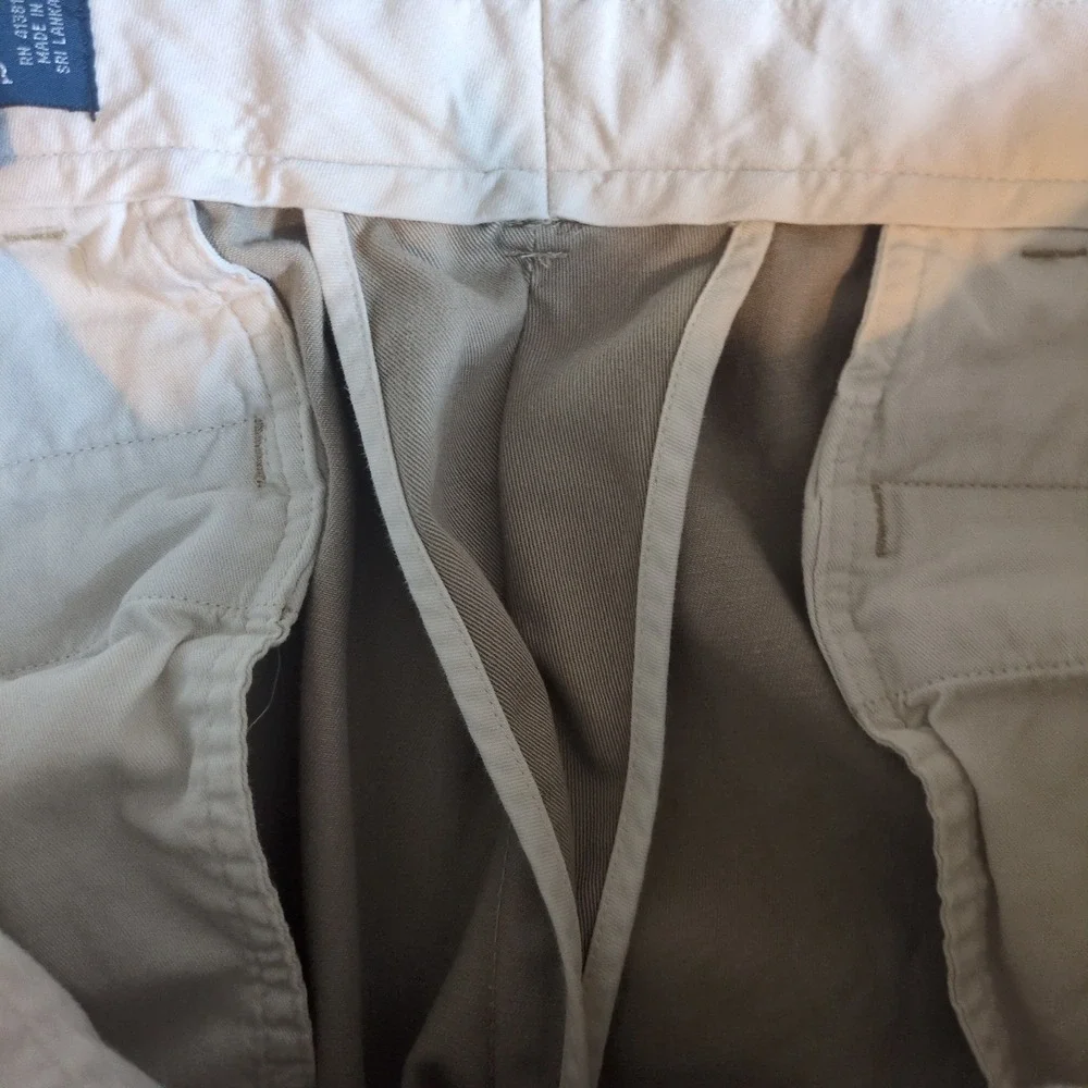 Polo Ralph Lauren Ethan Pant Mens 36x30 Khaki Pleated Chino Trousers Beige